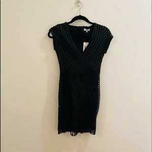 Parker Fitted Mesh Striped Mini Dress